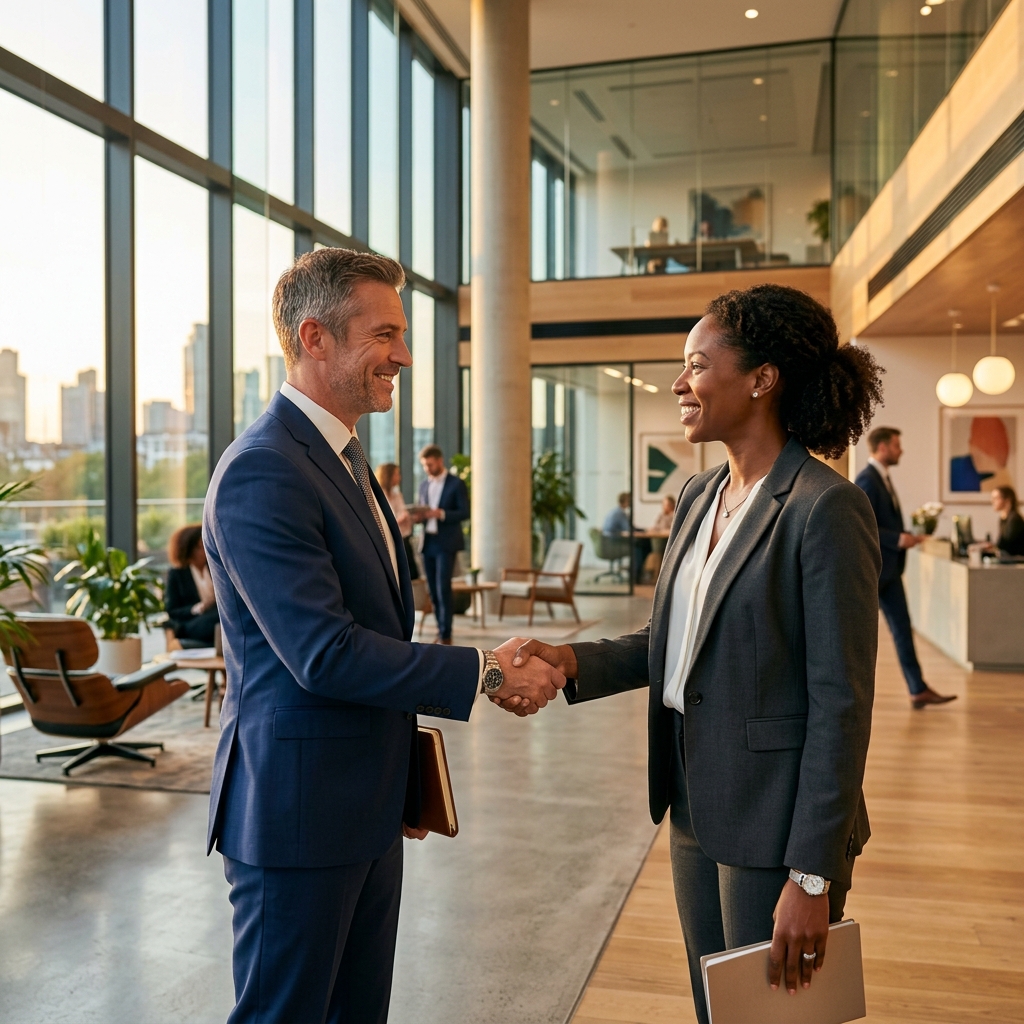 Business partnership handshake